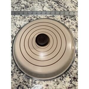 Vintage Club Aluminum 12 In Fry Pan Skillet Lid Harvest Tan Brown Knob Circles